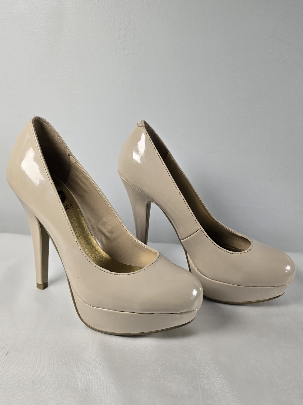 G by Guess Nude Patent Platform Pumps